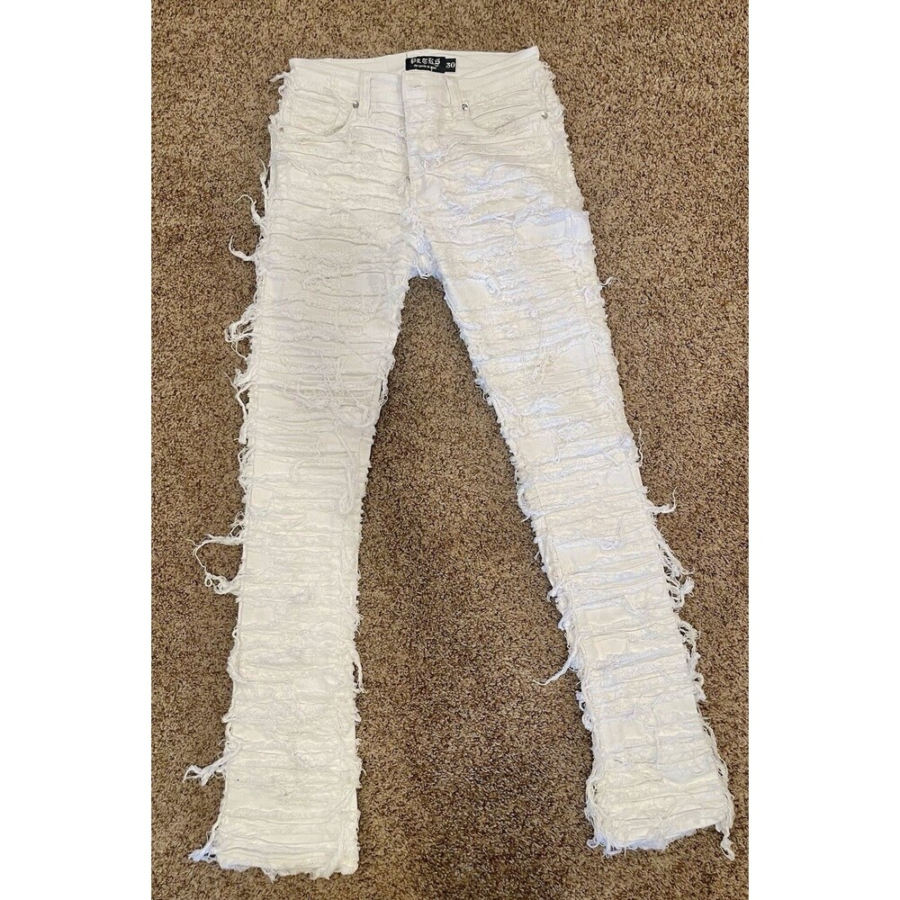 Politics PLTKS White Heavily Distressed Skinny Jeans Mens 30 #10003